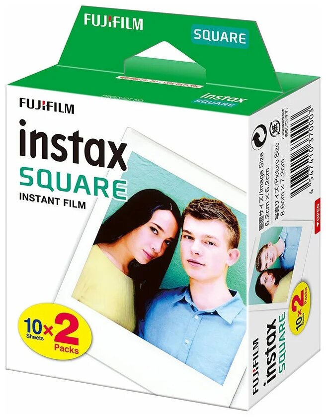 Фотопленка Fujifilm кассета Instax Square 10л x 2 размер листа 86 х 72 площадь изображения 62 х 62