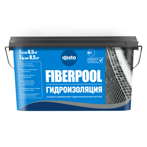 мастика гидроизоляционная kiilto fiberpool 7 кг арт t3723 300 Мастика гидроизоляционная Kesto Fiberpool, 7 кг