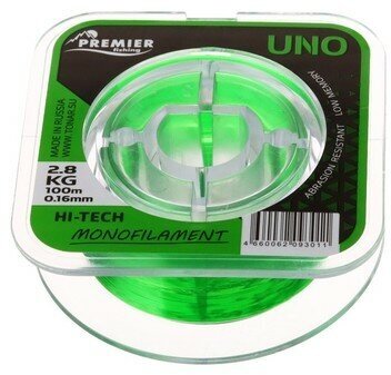 Леска Preмier Fishing UNO, диаметр 0.16 мм, тест 2.8 кг, 100 м, зелёная
