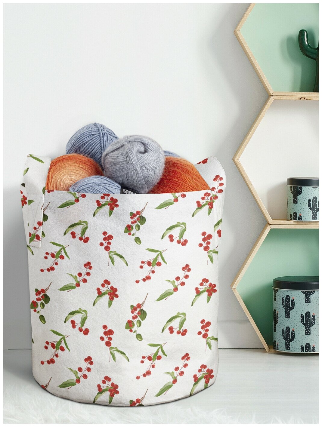 Текстильный мешок горшок для рассады и цветов, из войлока гроубэг JoyArty "Рождественская омела" 19 л