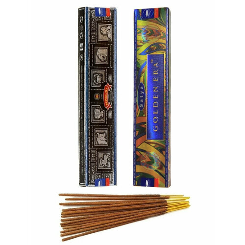 благовоние супер хит super hit incense sticks satya сатья 15г Благовония Satya Super Hit/Супер Хит и Golden Era/Золотая Эра, для снятия нервного напряжения и расслабления, набор из 2 блоков по 15 гр.