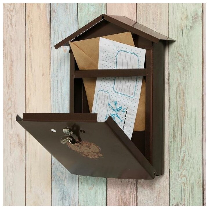 Ящик почтовый с замком, вертикальный, «Домик-Элит», коричневый - фотография № 3