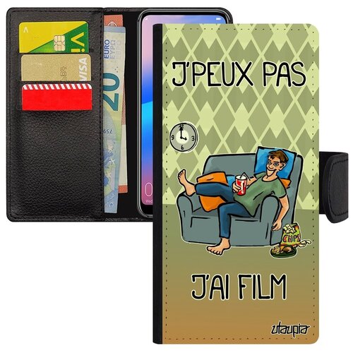 фото Яркий чехол книжка на телефон // huawei p30 lite // "не могу - у меня фильм!" надпись крутой, utaupia, зеленый