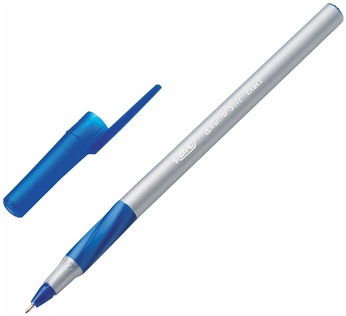 Ручки шариковые BIC с грипом Round Stic Exact, набор 6+2 шт, синие, линия письма 0,32 мм (932862)