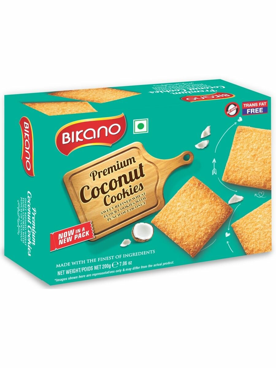 Premium COCONUT COOKIES, Bikano (премиум коконат кукис печенье кокосовое, Бикано), 200 г.