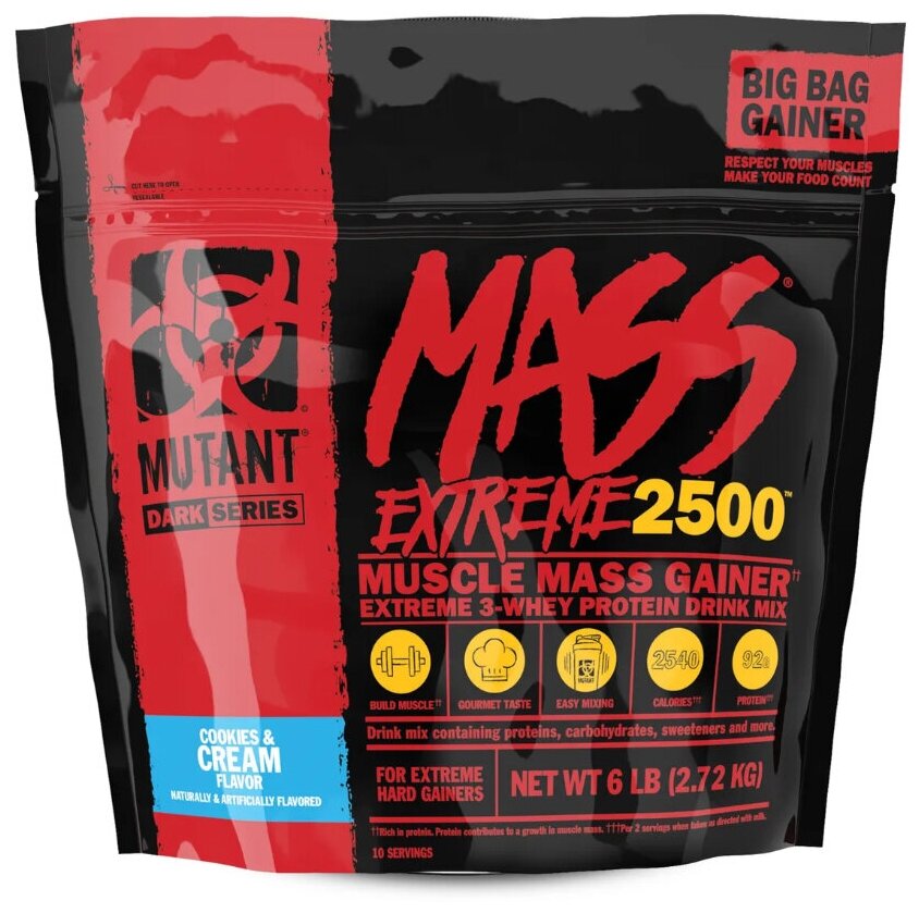 MUTANT XXXtreme Mass 2500 6lb (2,72 кг) (Cookies & Cream Flavor)