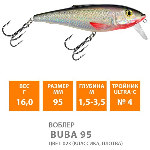 воблер для рыбалки плавающий aqua buba 95mm 16g заглубление от 1 5 до 3 5m цвет 103 Воблер для рыбалки плавающий AQUA Buba 95mm 16g заглубление от 1.5 до 3,5m цвет 023