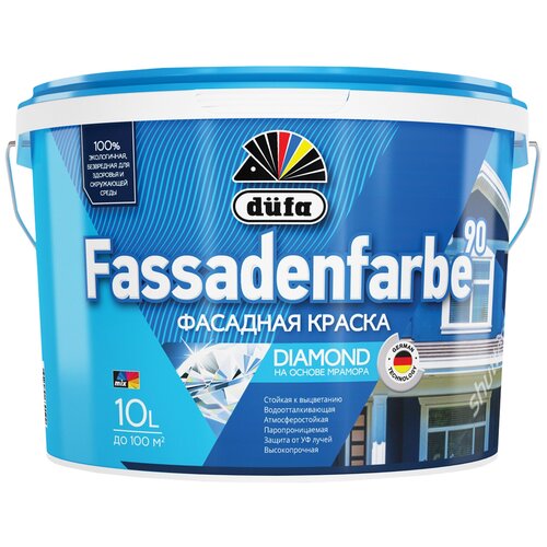 Фасадная краска Dufa Н0000000245, Fassadenfarbe RD 90, 10 л краска фасадная dufa fassadenfarbe rd90 акриловая база 1 белая 2 5 л