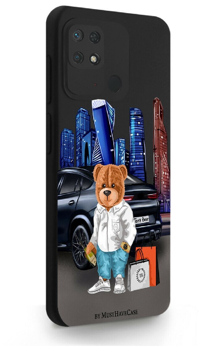 Черный силиконовый чехол для Xiaomi Redmi 10C Tony Moscow city/ Тони Москва Сити для Сяоми Редми 10С
