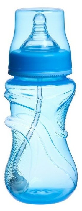 Бутылочка для кормления, широкое горло, от 6 месяцев., цвет голубой