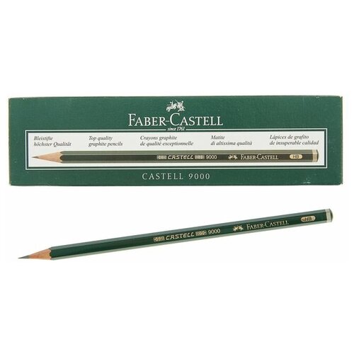 Карандаш художественный чёрнографитный Faber-Castel CASTELL® 9000 профессиональные HB зелёный