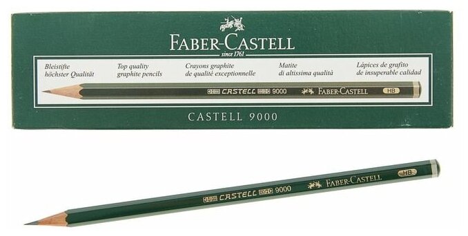 FABER-CASTELL Карандаш художественный чёрнографитный Faber-Castel CASTELL® 9000 профессиональные HB зелёный