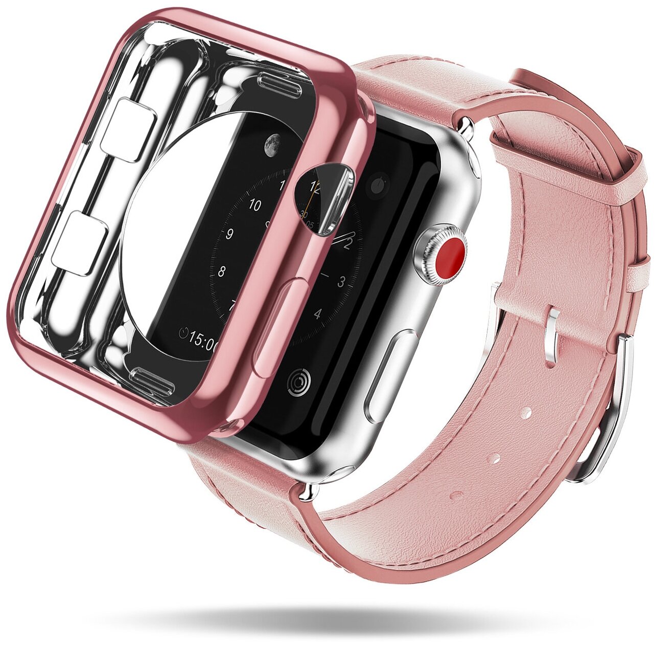 Чехол силиконовый Dux Ducis для Apple Watch 38 мм (2 шт ) прозрачный/розовый