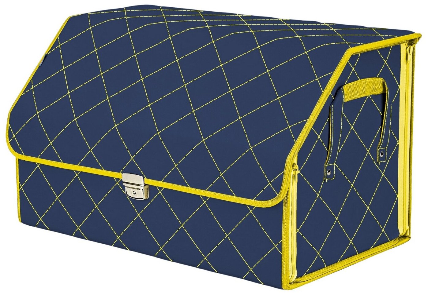 Органайзер-саквояж в багажник "Союз Премиум" (размер XL). Цвет: синий с желтой прострочкой Ромб.