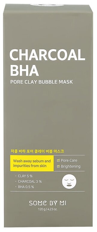 SOME BY MI CHARCOAL BHA PORE CLAY BUBBLE MASK - Кислородная маска с древесным углем, 120 мл