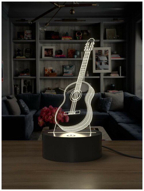 Ночник Гитара / подарок музыканту бас- или электро- гитаристу / любителю музыки / учителю репетитору / подставка световая в студию музыки