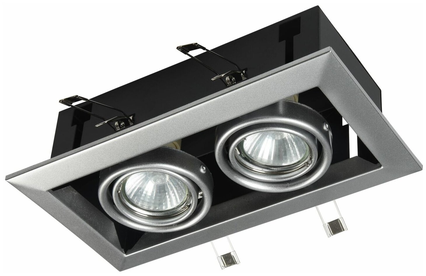 Светильник MAYTONI Metal Modern DL008-2-02-S, GU10, 100 Вт, 2 лампы, цвет арматуры: черный, цвет плафона: серебристый