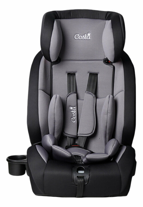 Автокресло детское Costa HD-02, крепление ISOFIX, группа 1/2/3, от 9 месяцев до 12 лет, от 9 до 36 кг, цвет черно-серый