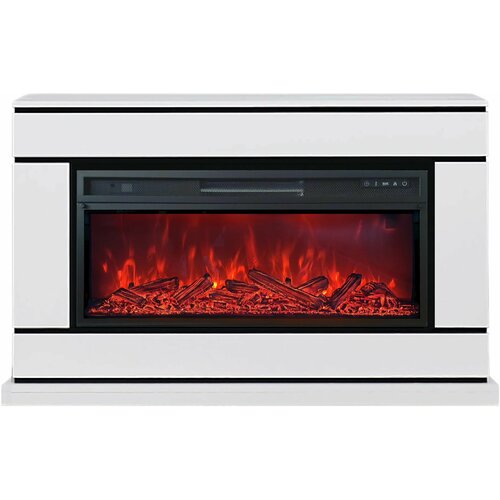 Линейный электрокамин EleKam Beta WT с очагом Pulsar 38, муляж дрова, термостат, обогрев, пульт ДУ, (линейный электрический камин)