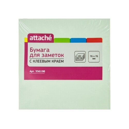 Стикеры с клеевым краем 76*76 салатовый 100 листов / 12шт в упаковке / стикеры
