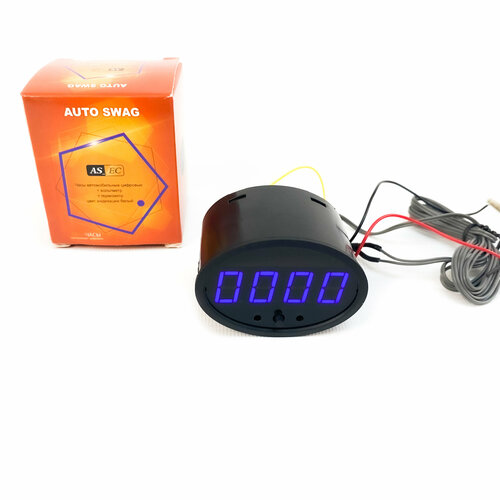 Электронные часы с вольтметром и термометром на Лада Приора (синяя подсветка)