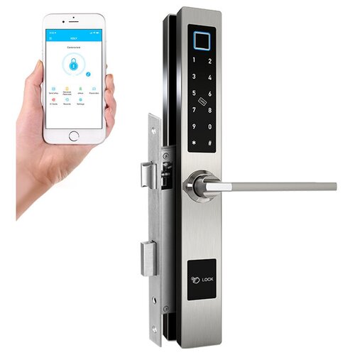 Умный электронный биометрический дверной замок SAFEBURG SMART SLIM LOCK со сканером отпечатка пальца, управление через приложение