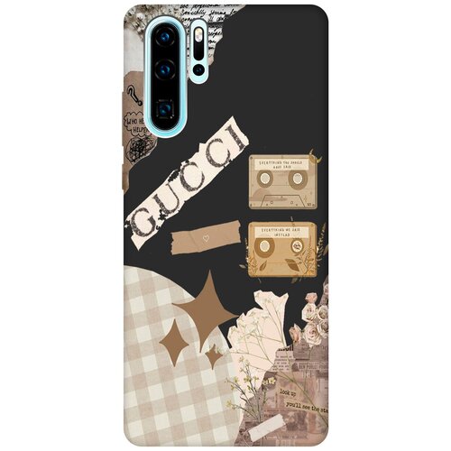 Матовый Soft Touch силиконовый чехол на Huawei P30 Pro, Хуавей П30 Про с 3D принтом GUCCI Stickers черный матовый soft touch силиконовый чехол на huawei p30 хуавей п30 с 3d принтом beatles stickers черный