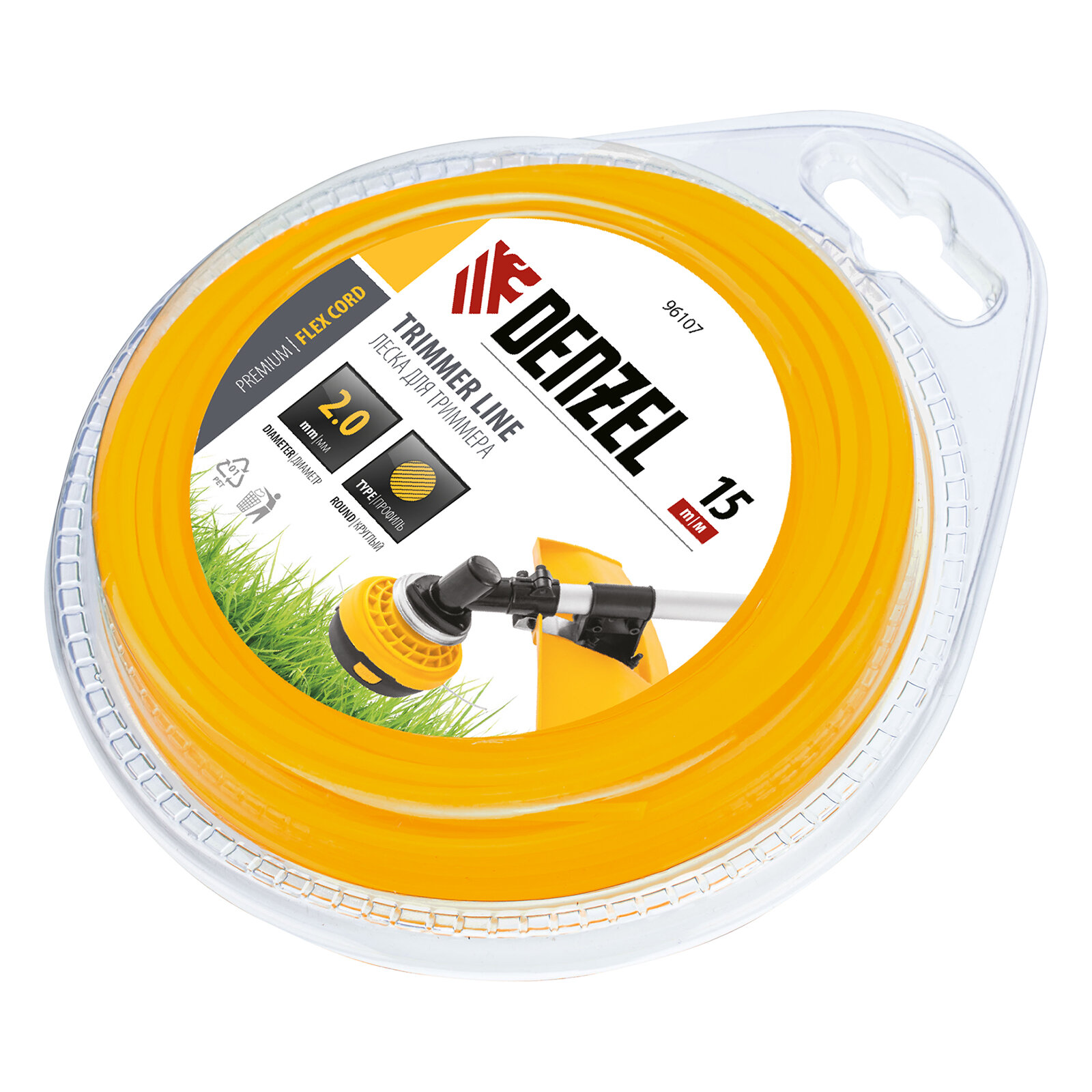 леска для триммера 2,0 (15м) круглая flex cord, denzel 96107 - фото №16