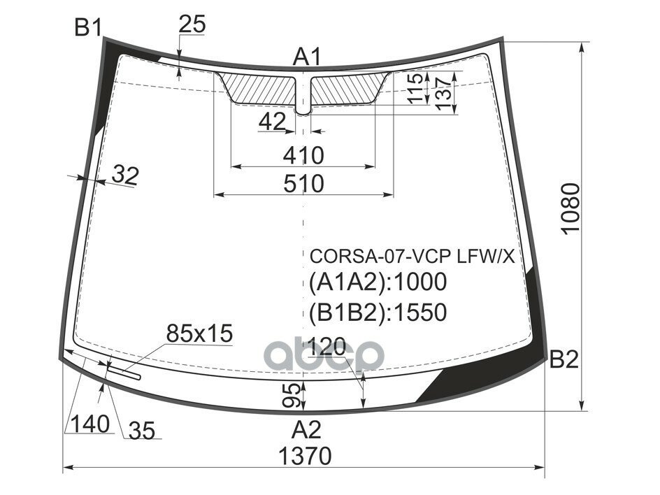 Стекло Лобовое (Молдинг) Opel Corsa 06-14 XYG арт. CORSA-07-VCP LFW/X