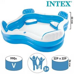 INTEX Бассейн надувной «Семейный», с 4 сиденьями, 229 х 229 х 66 см, от 3 лет, 56475NP INTEX