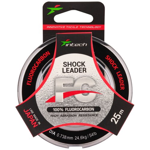 Леска Intech FC SHOCK LEADER 25м 0.738мм 24.6кг 54Lb, флюорокарбон леска intech fc shock leader 50м 0 418мм 9 0кг 20lb флюорокарбон