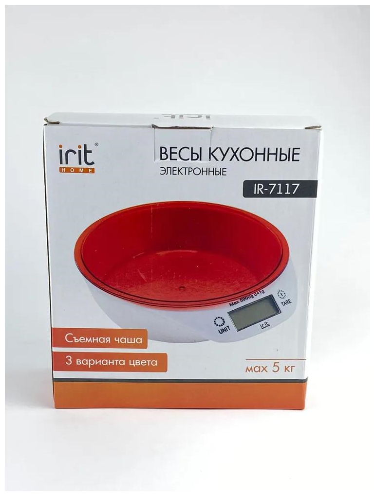 Весы кухонные электронные Irit IR-7117 красный, чаша - фотография № 7