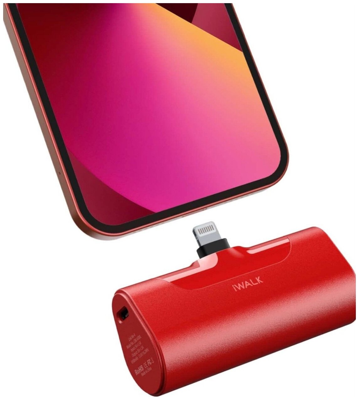 Портативный внешний аккумулятор Power Bank для iPhone iWALK 4500 mAh mini, повербанк для Айфона, пауэрбанк, павербанк, повер банк, power bank, красный