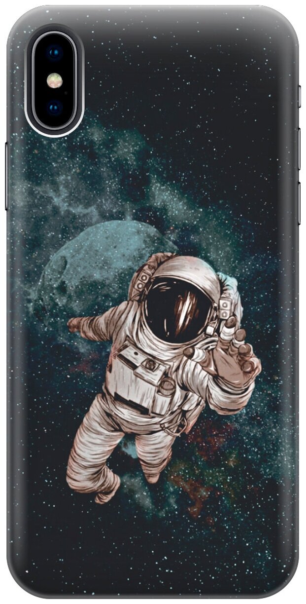 Силиконовый чехол на Apple iPhone Xs / X / Эпл Айфон Икс / Икс Эс с рисунком "Космонавт"