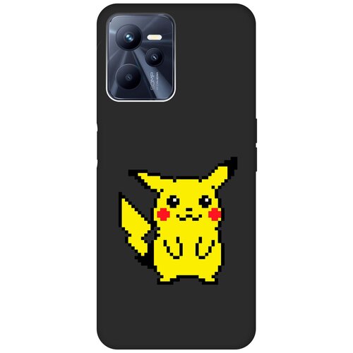 Матовый Soft Touch силиконовый чехол на Realme C35 / Рилми С35 с 3D принтом Pixel Pikachu черный матовый soft touch силиконовый чехол на realme c35 рилми с35 с 3d принтом kiss черный