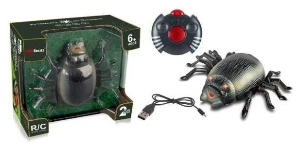 Интерактивная игрушка JUNFA "Паук", ползает по стенам, р у, с зарядным устройством, световые эффекты WD-11142