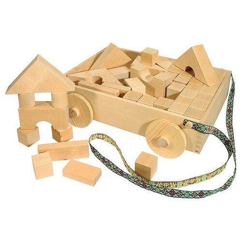 Набор Пелси Постройка, геометрические формы в тележке, 91 элемент И687 деревянные игрушки пелси набор постройка в тележке 90 элементов