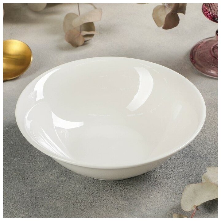 Тарелка глубокая суповая для подачи блюд и сервировки стола из фарфора White Label цвет белый объем 500 мл диаметр 175 см
