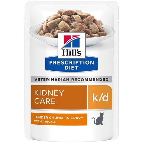 Корм Hill's Prescription Diet k/d Kidney Care Chicken (в соусе) для кошек, для поддержания здоровья почек, с курицей, 85 г x 12 шт