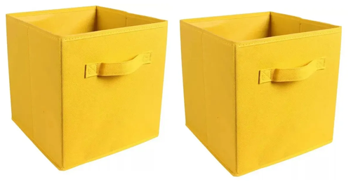 Коробка складная для хранения, 27х27х28 см, органайзер для хранения, кофр для хранения вещей, цвет желтый, 2 штуки