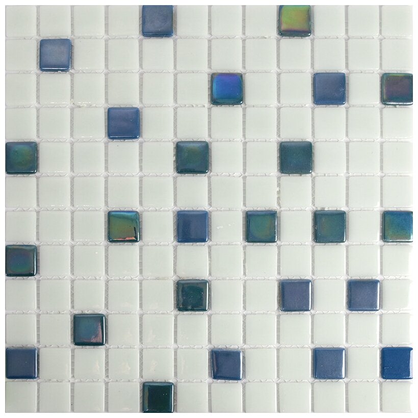 Мозаика Natural STP-BL014 из глянцевого стекла размер 31.5х31.5 см чип 25x25 мм толщ. 5 мм площадь 0.099 м2 на сетке