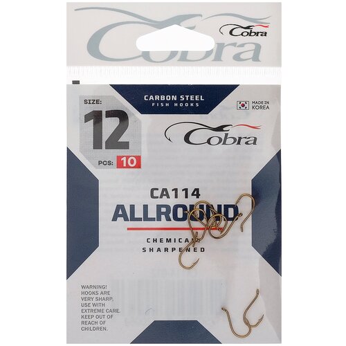 крючки cobra allround серия ca114 8 10 шт COBRA Крючки Cobra ALLROUND сер. CA114, №12, 10 шт.