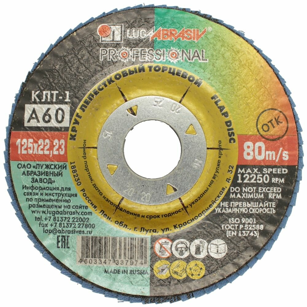 Круг лепестковый торцевой луга 125х22 P060