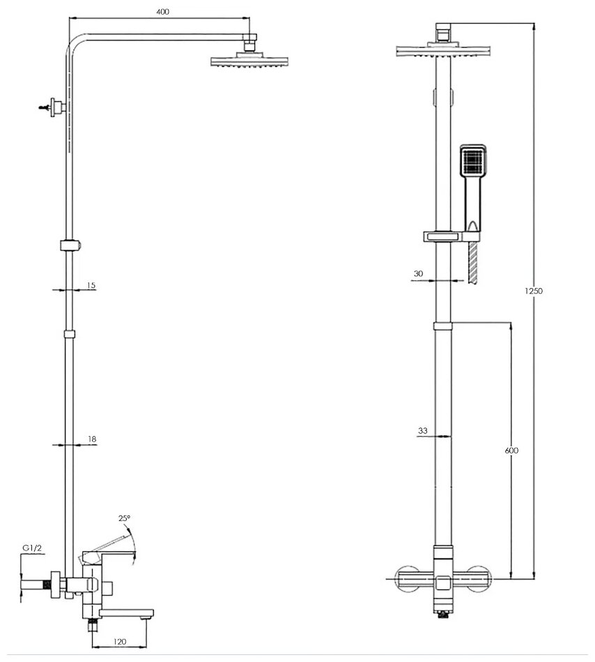 Душевая система для ванны, G.lauf, с картриджем, хром, NEB16-A123 - фотография № 3