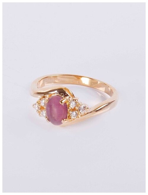 Кольцо помолвочное Lotus Jewelry, кошачий глаз, размер 17, фиолетовый