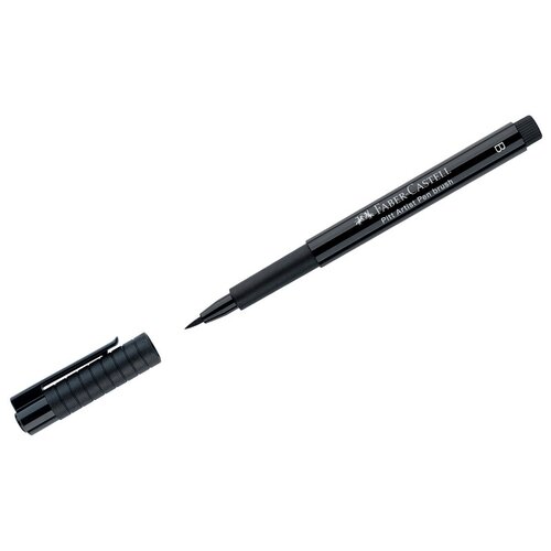 Комплект 10 шт, Ручка капиллярная Faber-Castell Pitt Artist Pen Brush цвет 199 черная, пишущий узел кисть