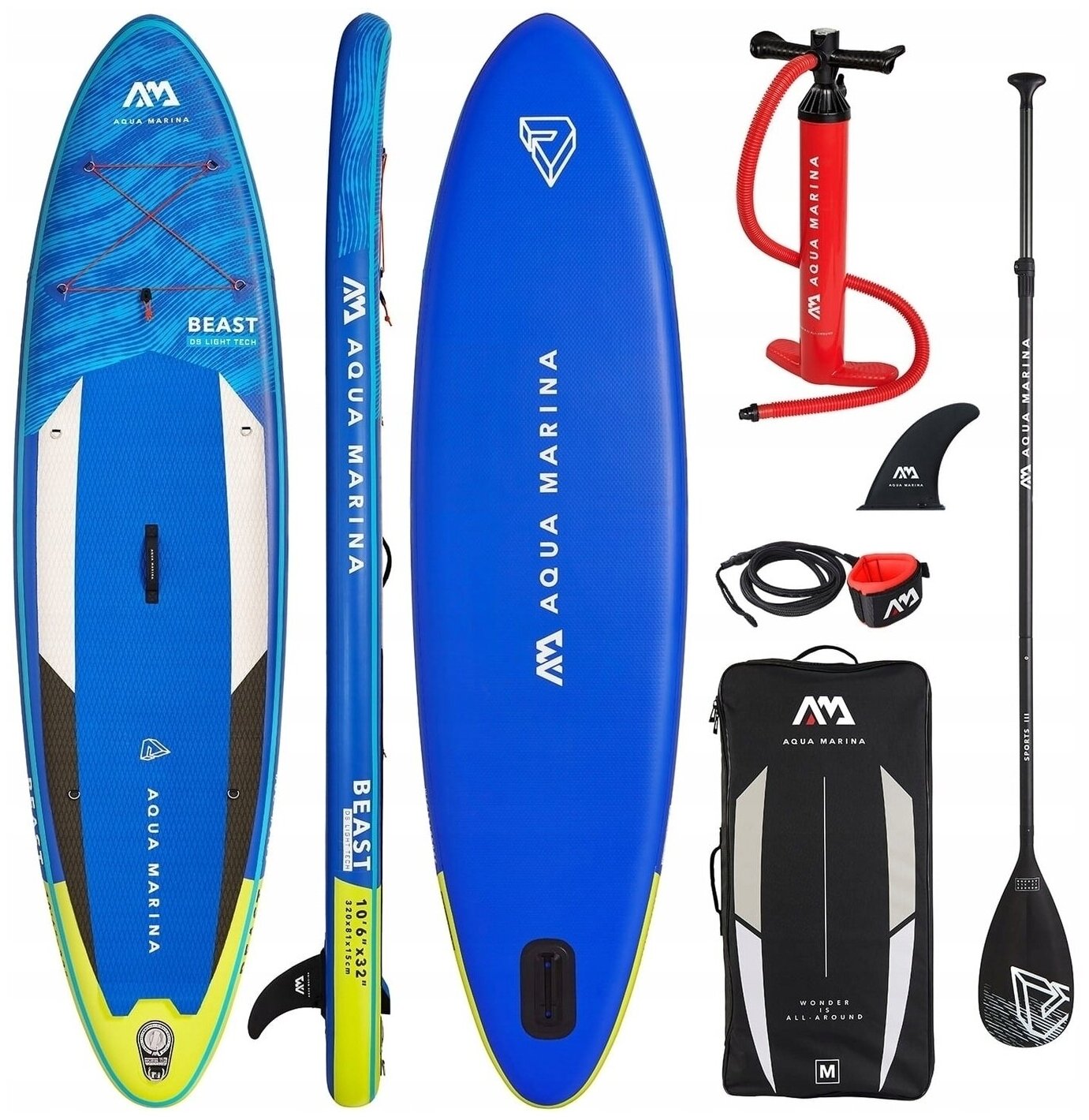 SUP-доска надувная Aqua Marina Beast 10'6" S22 с насосом, веслом, рюкзаком и страховочным лишем