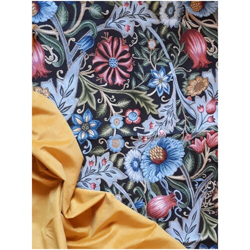 Ткань для шитья Вильгельмина Черный Фон 150х100 см гобелен, на отрез, цена за пог. метр