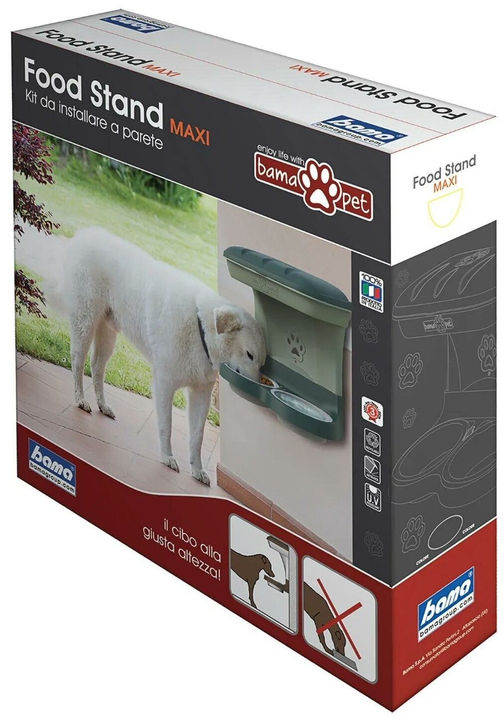 Миска двойная настенная BAMA PET MAXI для собак, 2200мл, 50х29х52см, бежевая - фото №11