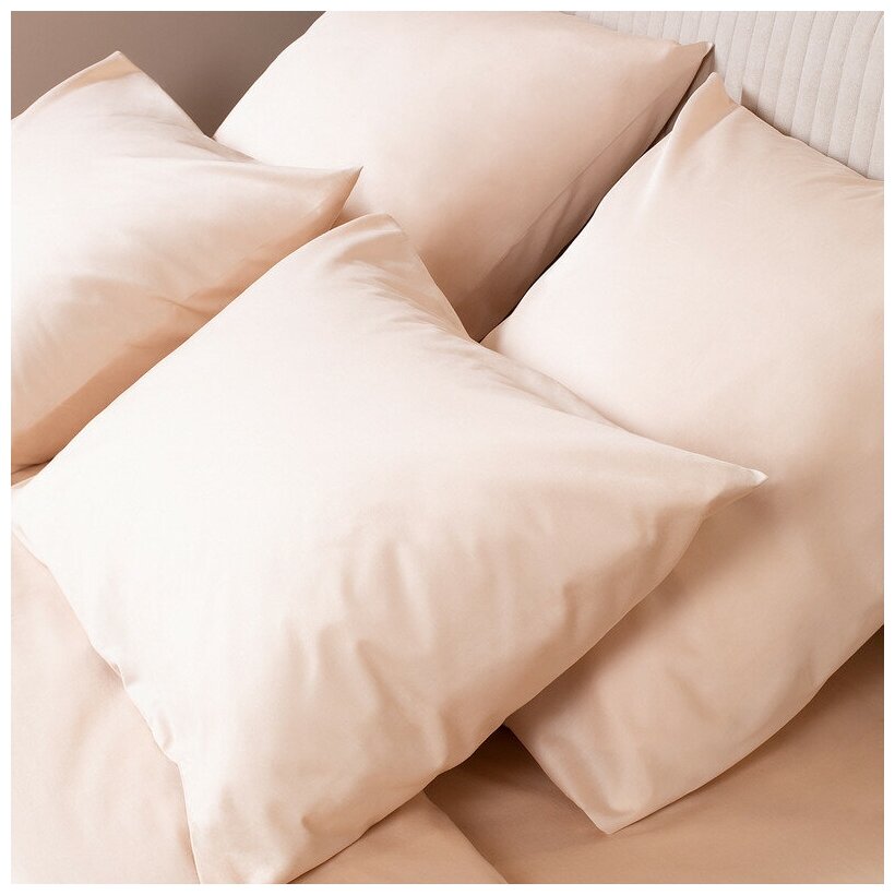 Комплект постельного белья 1,5-спальный с пододеяльником на молнии Моноспейс, сатин (хлопок 100%), кремовый, Ecotex - фотография № 3